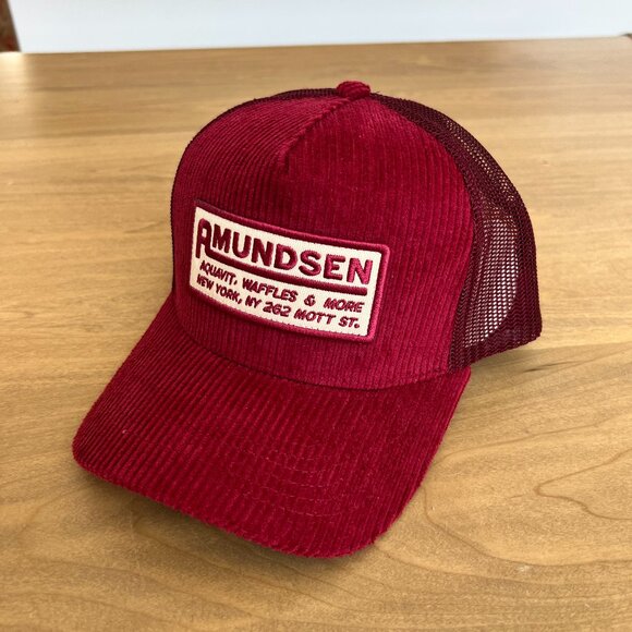 Amundsen Sports New York Corduroy Hat Cap Maroon Red - Picture 1 of 3